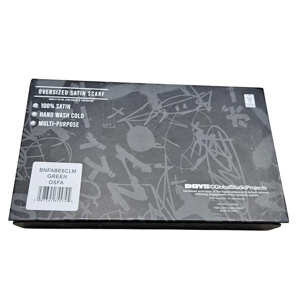 The Boys Oversized Satin Scarf Unisex OSFA Green Graphic Streetwear Cybercore